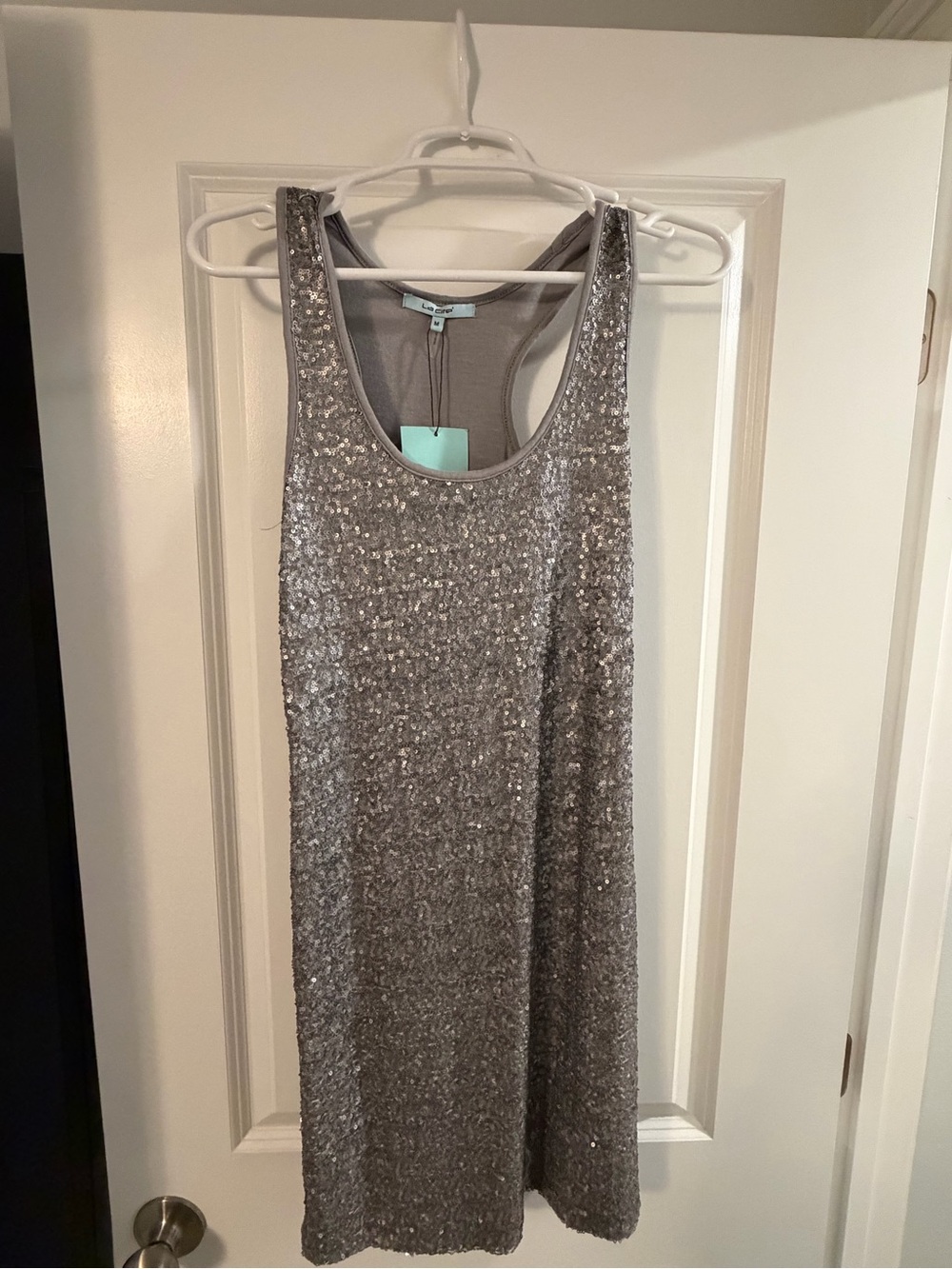 Women’s La Cite sequin racer back dress size M. NWT